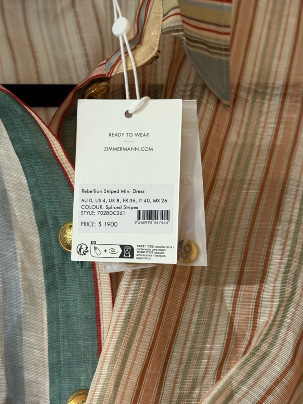 Zimmermann Rebellion Striped mini dress - Picture 5 of 13